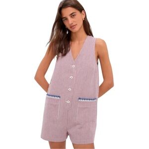 Tuckernuck red/blue Striped Myla v neck Sleeveless romper size medium